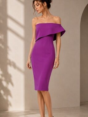 Likely Driggs Strapless Bodycon Midi Dress Deep Orchid Size 6